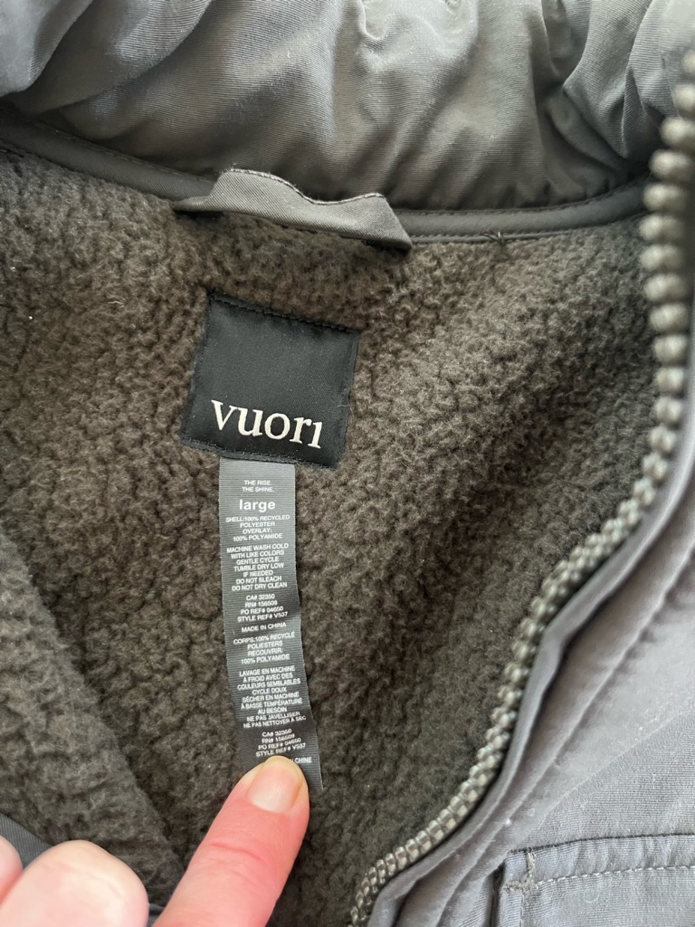 Vuori Men’s Green Sherpa Fleece Zip Jacket sz Large - Picture 3 of 3